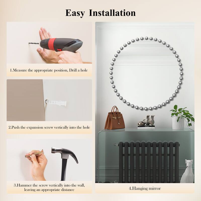 Iron Bead Wall Mirror to Enhance the Overall Otyle