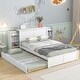 preview thumbnail 1 of 5, Full Size Storage Platform Bed with Pull Out Shelves and Twin Size Trundle White - Full