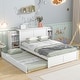 preview thumbnail 1 of 14, Full Size Storage Platform Bed with Twin Size Trundle, Pull Out Shelves, and Headboard for Space-Saving Solutions, White