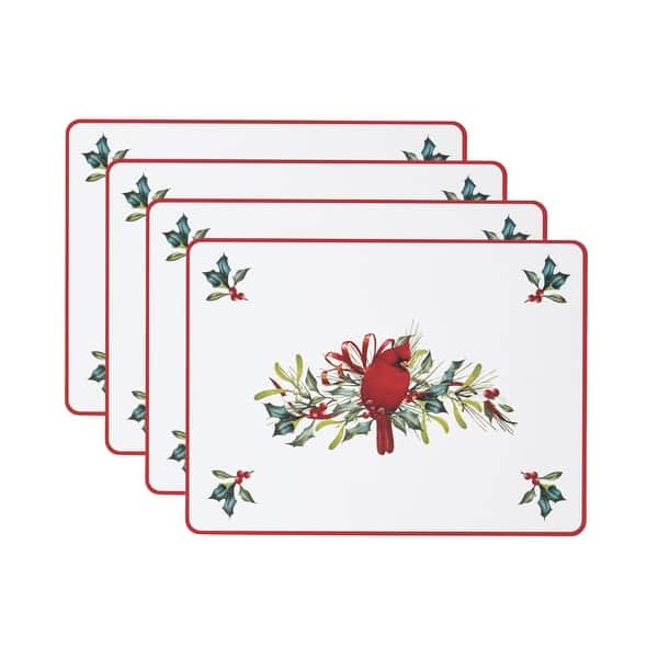 slide 2 of 3, Lenox Winter Greetings Cardinal Cork Placemats, Set of 4 Set of 4