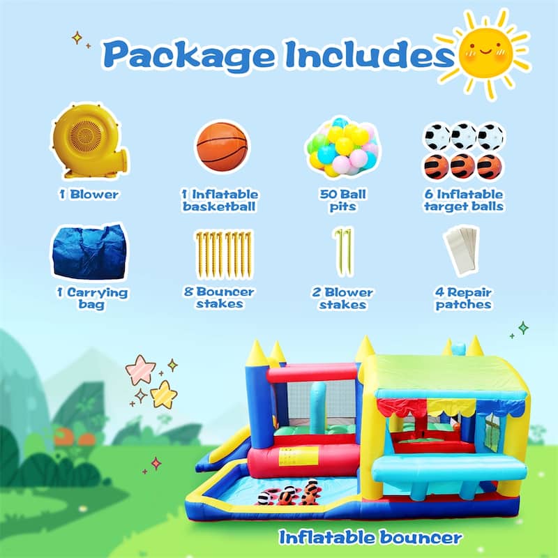 7 in 1 Inflatable Bounce House with Ball Pit - N/A