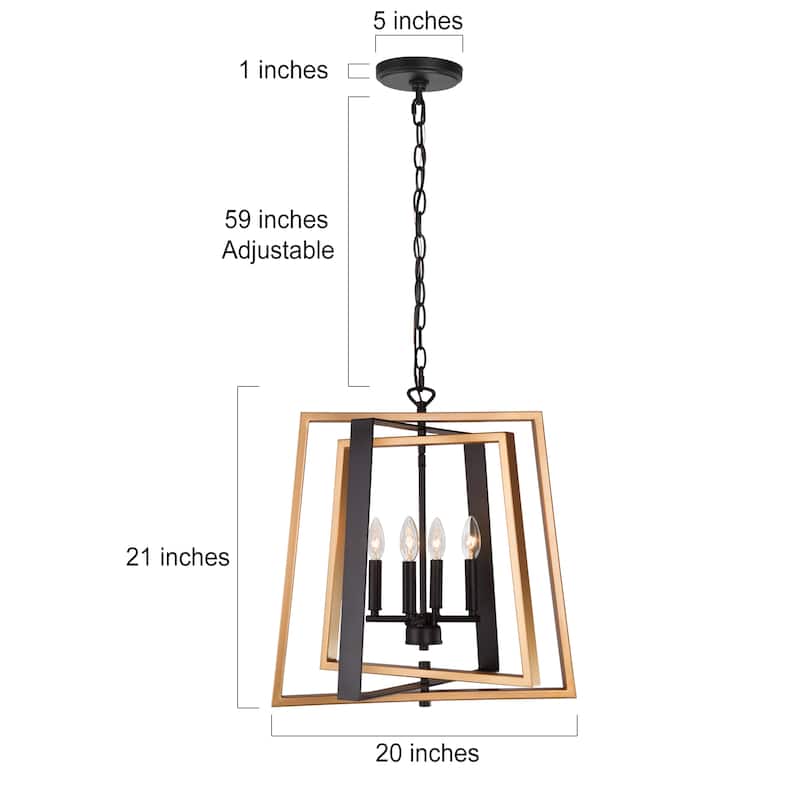 Modern Black Gold 4-light Chandelier Geometric Large Pendant Lights