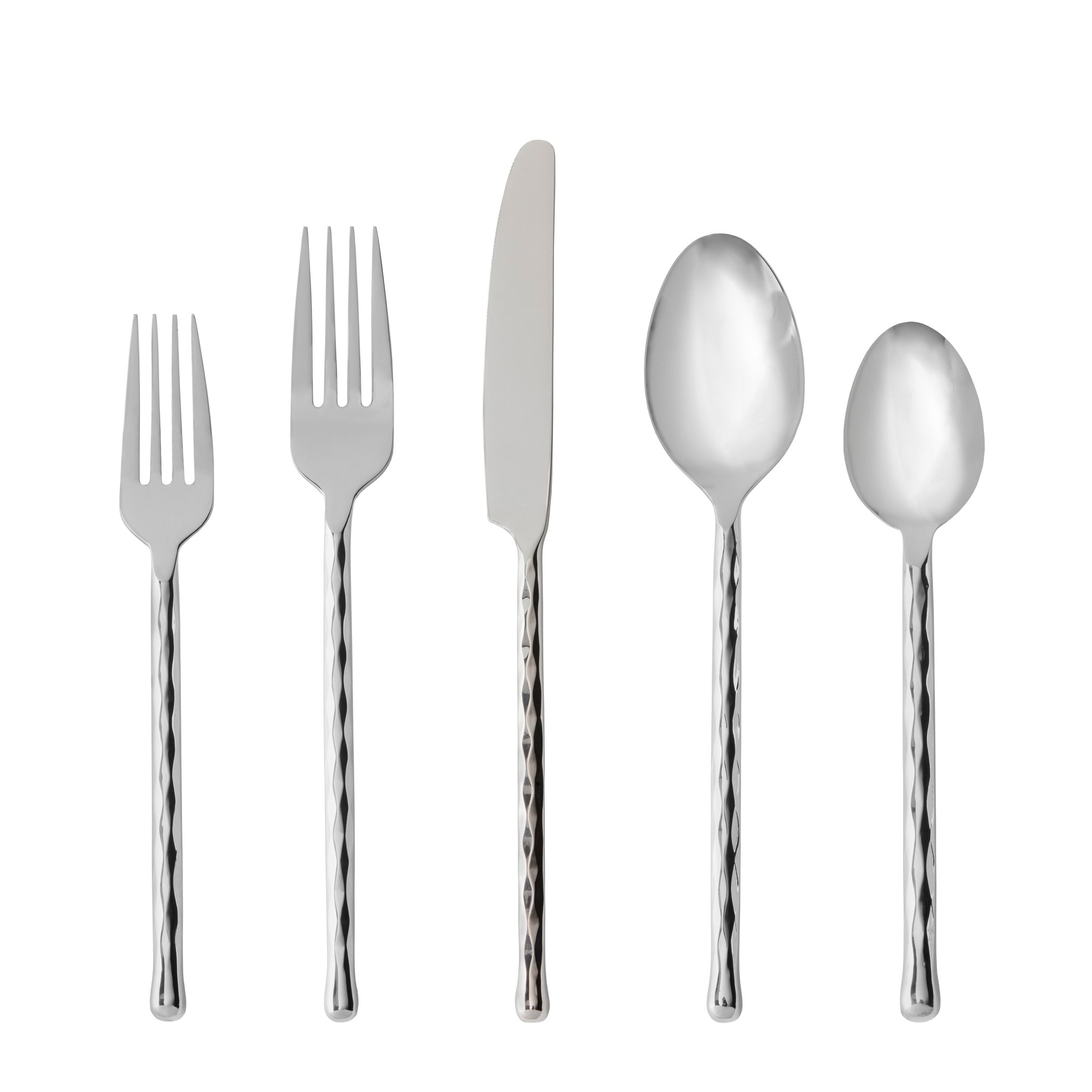 Fortessa Spindle 18/10 Stainless Steel, 5 Piece Flatware Set (Service for 1), Silver - 5 Piece Set