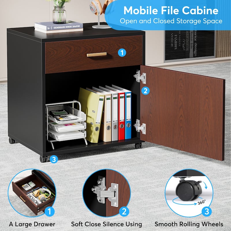 70.8’’ Executive Desk with File Cabinet, Large L-Shaped Office Executive Desk Computer Desk