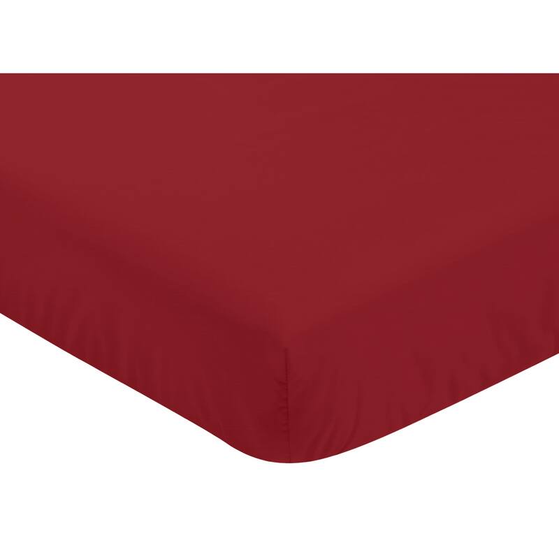 Sweet Jojo Designs Solid Red Baseball Patch Sports Collection Fitted Crib Sheet