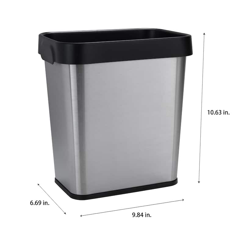 Bath Bliss 8L Stainless Steel Waste Bin - 9.84" x 6.69" x 10.63"