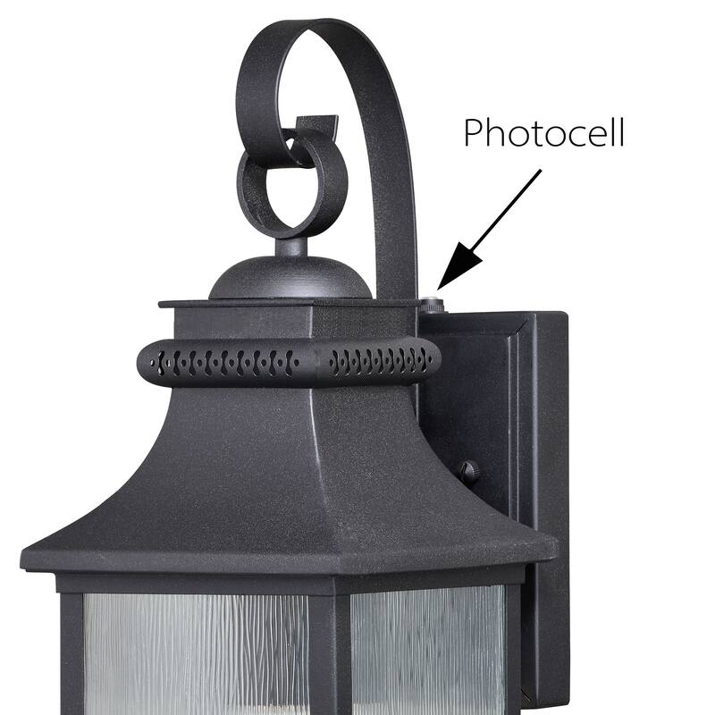 Cambridge 1-Light Dusk to Dawn Bronze Outdoor Wall Lantern - 6-in W x 16.25-in H x 7.25-in D