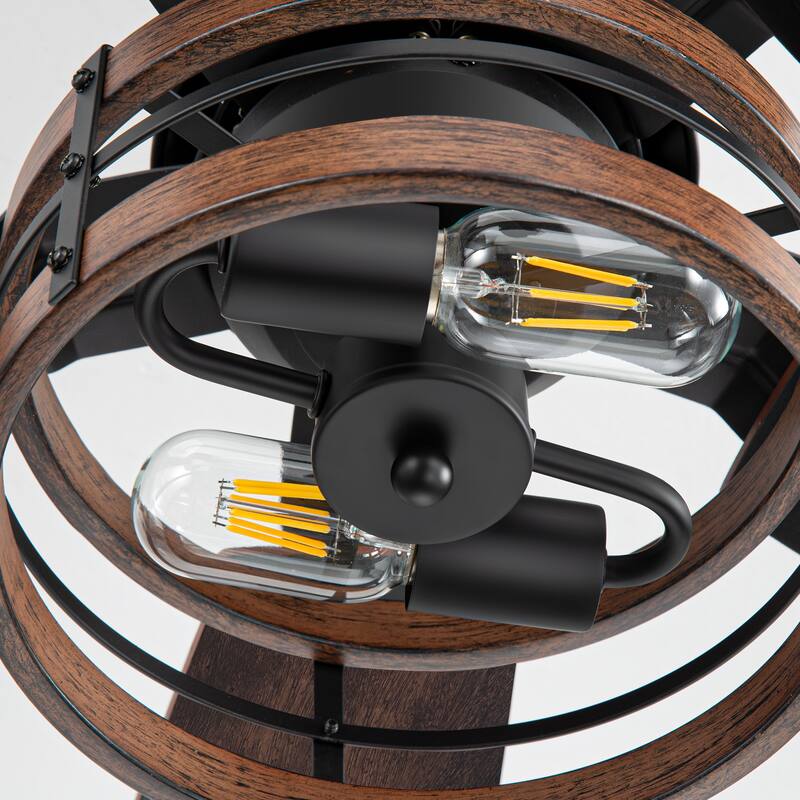 52-inch Farmhouse Ceiling Fan with Light and Remote-5 Reversible Blades