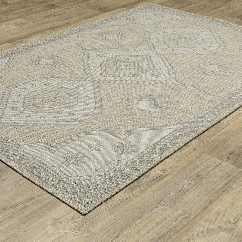 Vista Home Tangelo Boho Medallions Beige/ Black Ultimate Performance Area Rug.