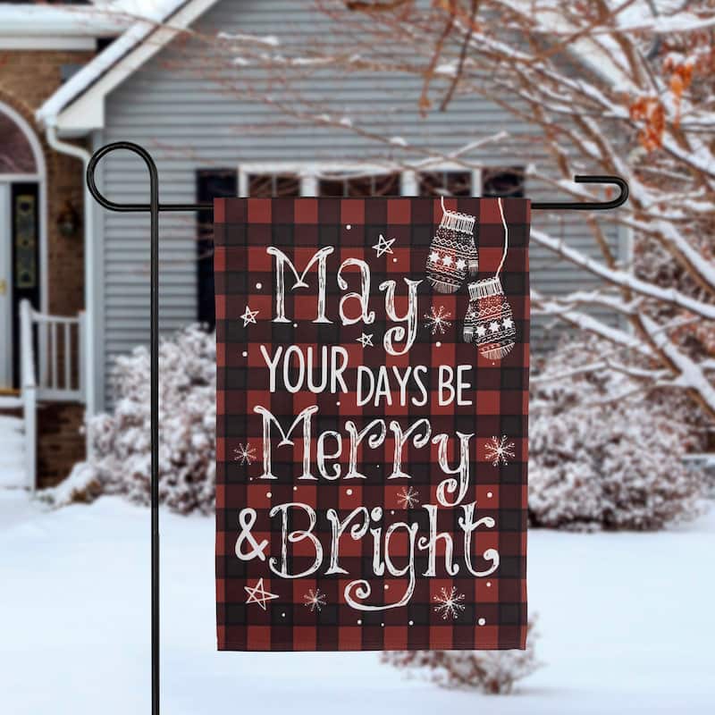 Buffalo Plaid "Merry Bright" Christmas Outdoor Garden Flag 18" x 12.5"
