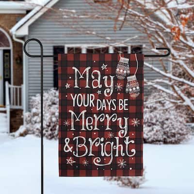Buffalo Plaid "Merry Bright" Christmas Outdoor Garden Flag 18" x 12.5"