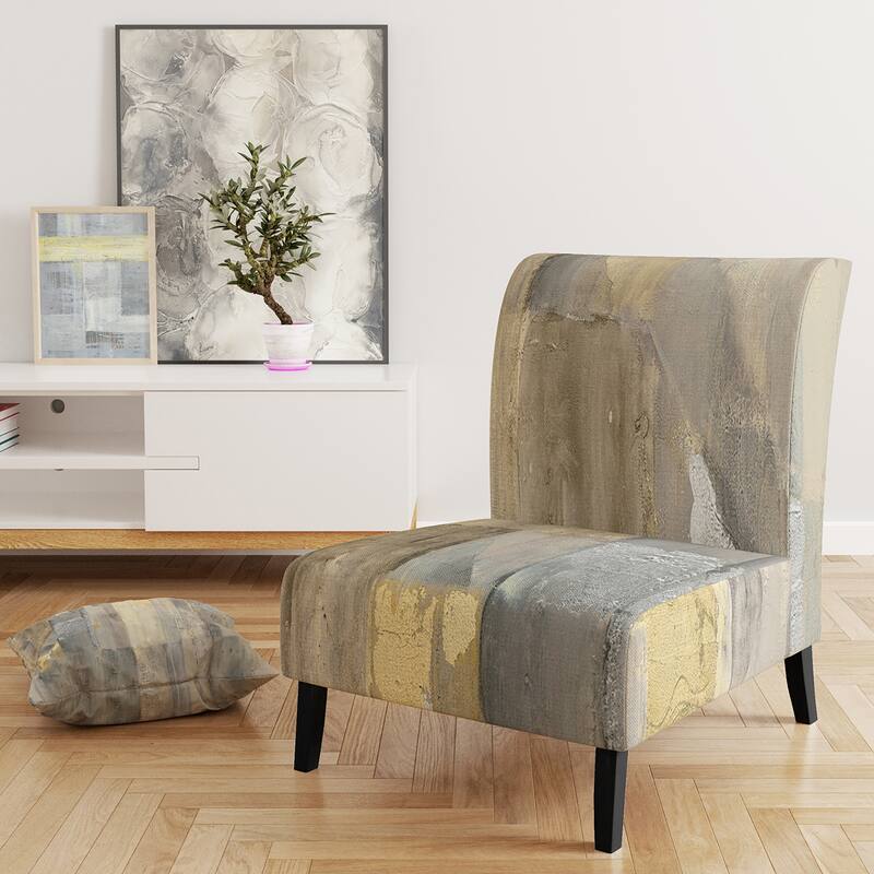 Designart "Gold Square Watercolor" Upholstered Glam Accent Chair - Arm Chair