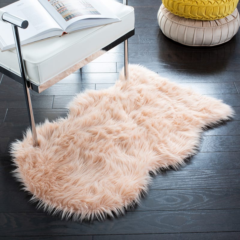 SAFAVIEH, Faux Sheep Idith Shona 2.4-inch Thick Rug - 2' x 3' - Light Pink