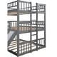 preview thumbnail 18 of 25, Full-over-Full Triple Bunk Bed with Built-In Ladder and Slide