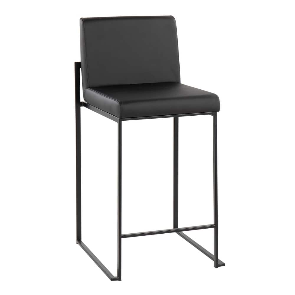 Lumisource Fuji High Back Counter Stool and Black Velvet - Set of 2 - 19.5"Lx16.5"Wx35.5"H