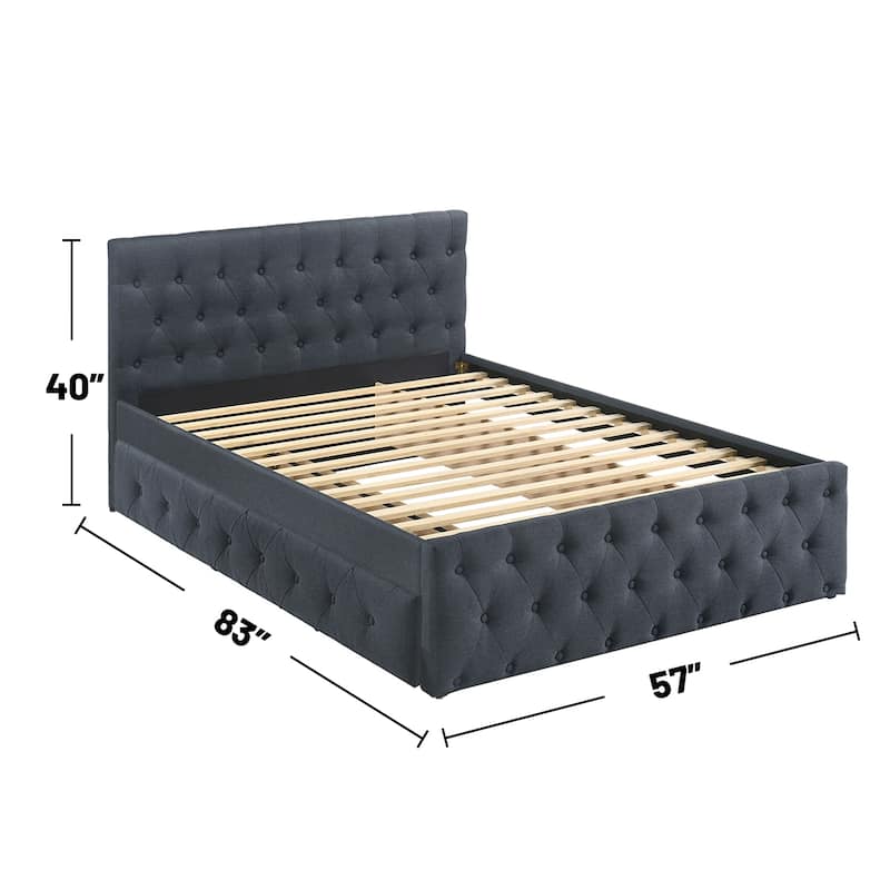 Fabric Fully Upholstered Full Bed with Trundle