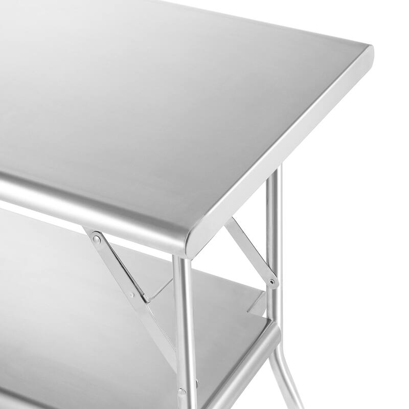 48 x 24in NSF Stainless Steel Folding Table with Shelf