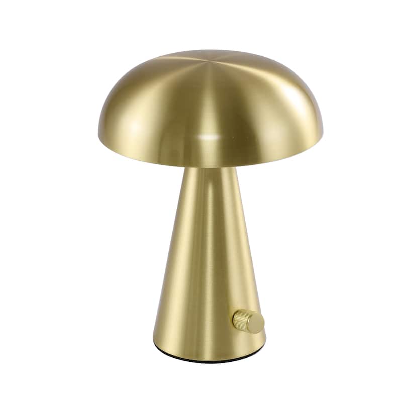 1-Light Stain Brass Table Lamp With A Satin Brass Metal Shade