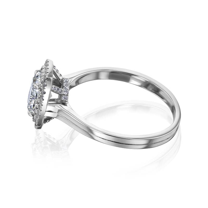 Kobelli 1.6 Carats Natural Diamond EGL Certified 14k Solid White Gold Radiant Double Halo Ingrid Ring