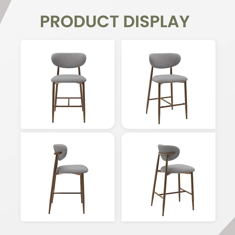 Modern Bar Stools, 25 Inch Height with Back Support & Fabric Upholstery for Home Bar