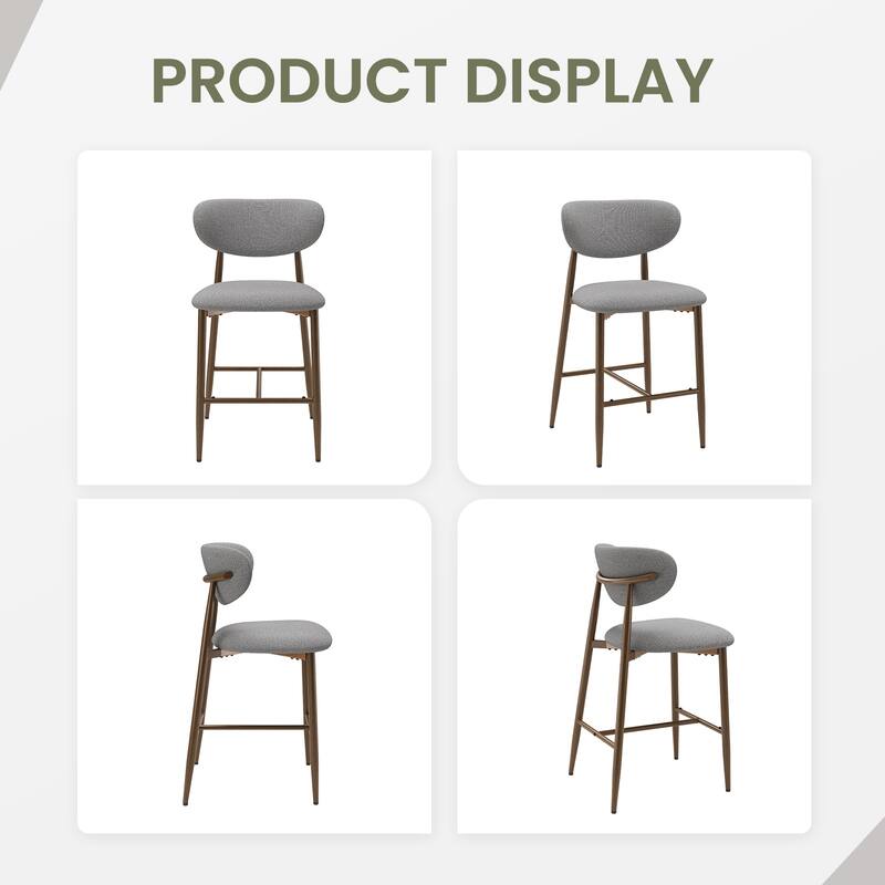 RENEWLINE 25 Inch Bar Stools with Backrest, Mid-Century Modern Counter Height Stools for Kitchen Island