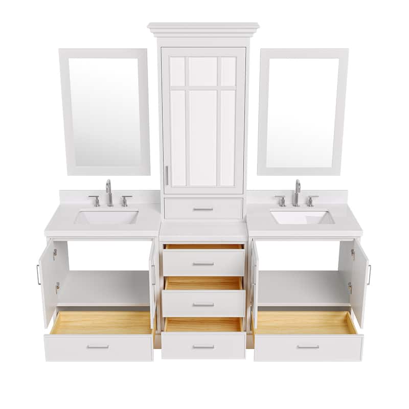 Ariel M085DCQR Stafford 84" Free Standing Double Basin Vanity Set with