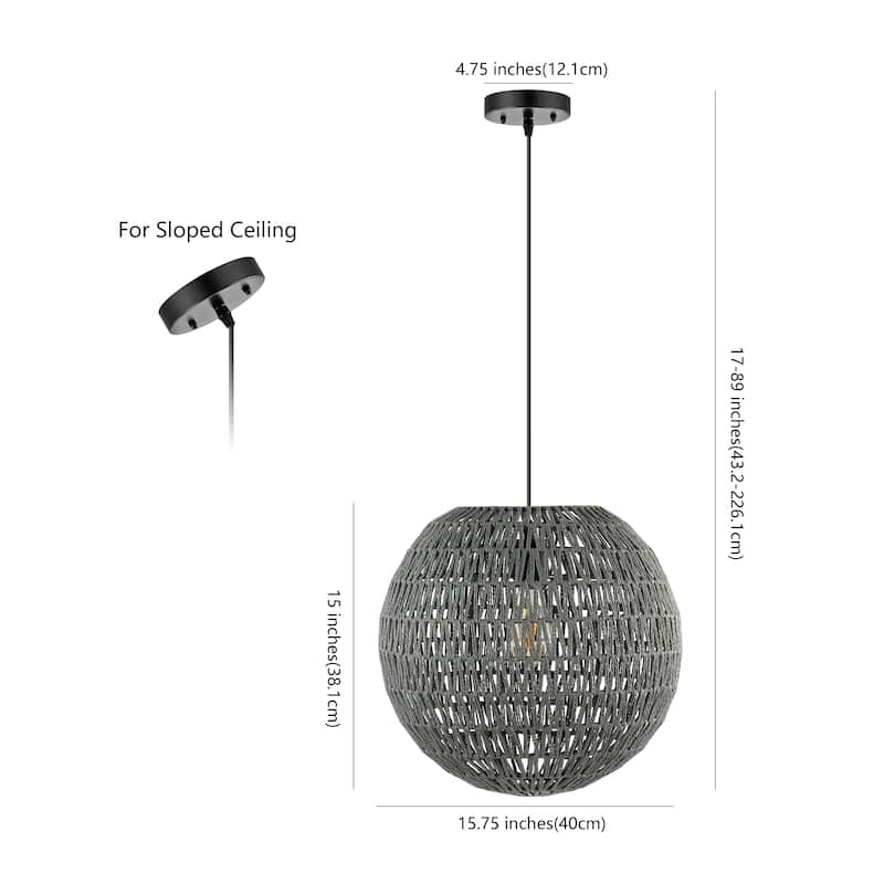 Campana 1-Light Bohemian Modern Woven Rattan/Iron LED Pendant, by JONATHAN Y