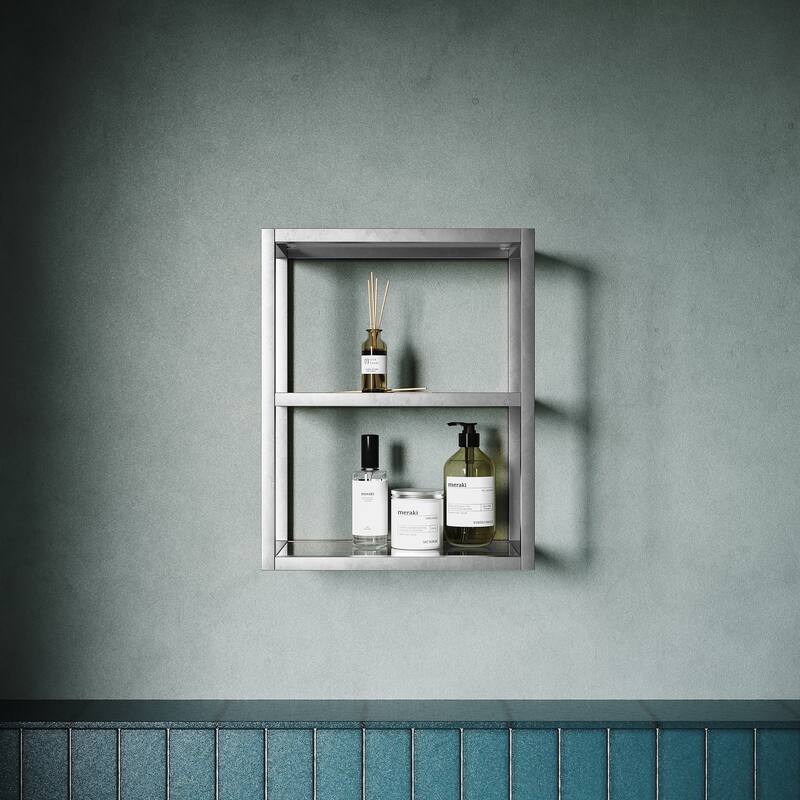 Pierre 16"X20"X10" Wall-Mounted Linen Cabinet In Chrome - 15.7" x 9.8" 19.7"
