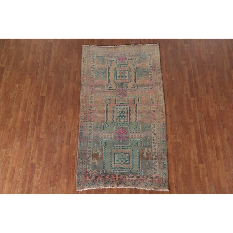 Hand Knotted Oriental 100% Wool Carpet Traditional Tribal Multi-Colored Ardebil Area Rug - 7' 4'' X 4' 0''