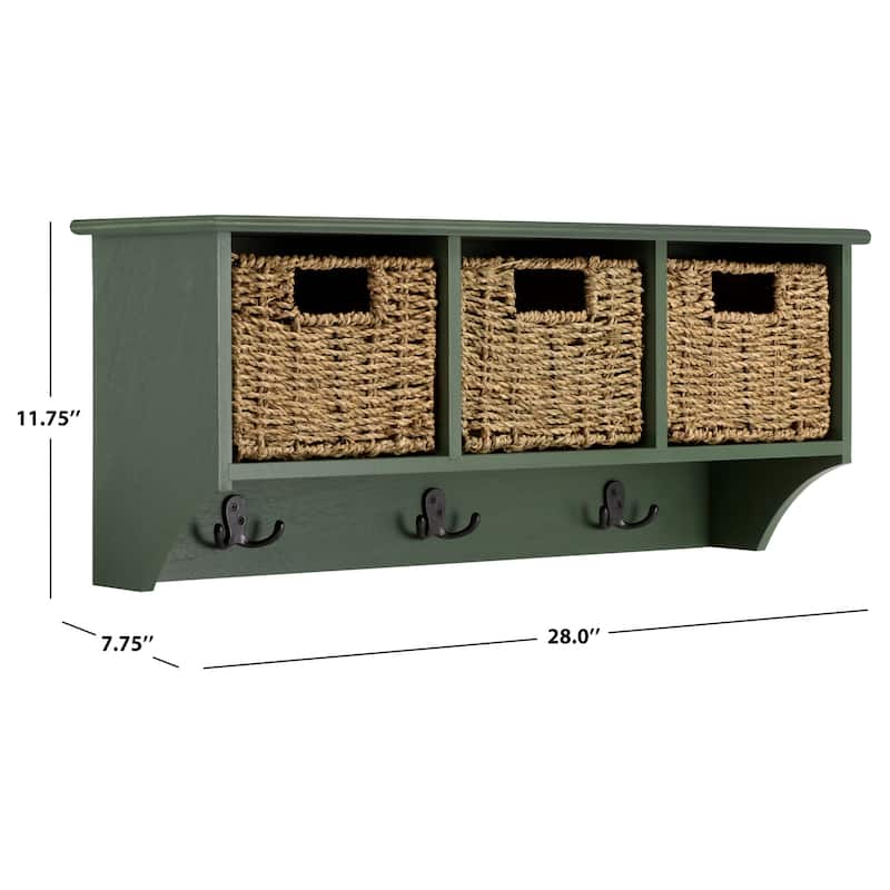 SAFAVIEH Jemina Black Hanging 3-Basket Wall Rack - 28" x 7.8" x 12" - 28"W x 8"D x 12"H