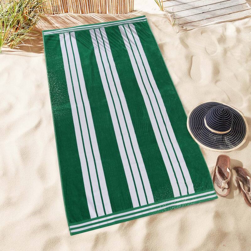Superior Striped Large Oversized Cotton Beach Towel - Set of 2
