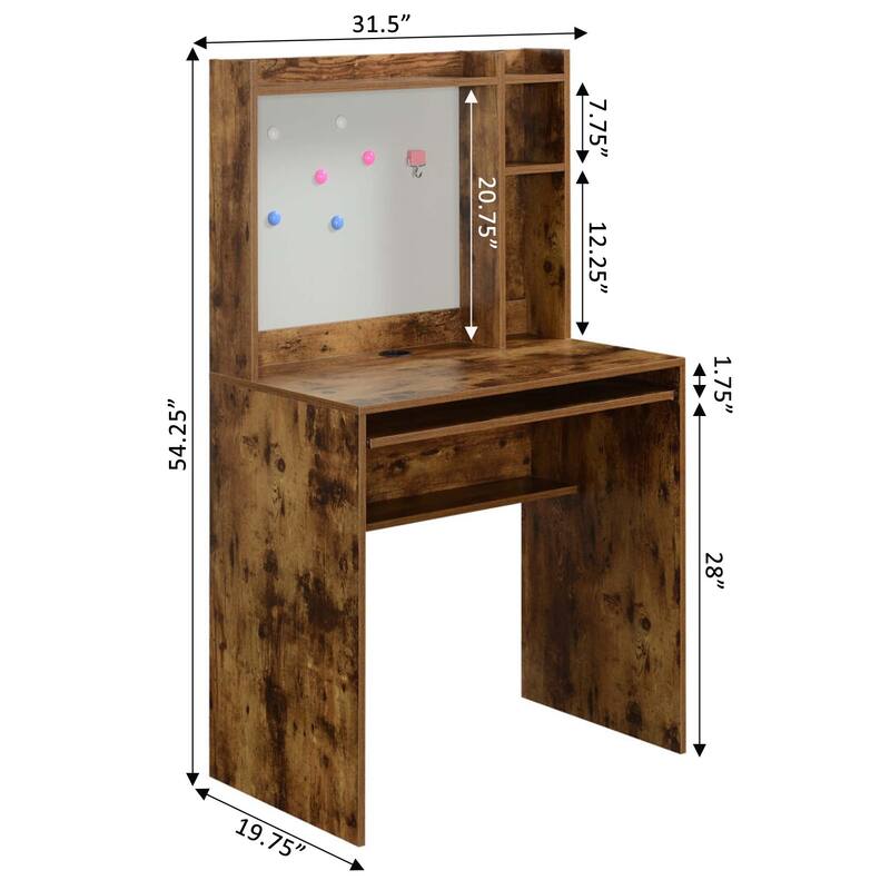 Convenience Concepts Designs2Go Student Desk with Magnetic Bulletin Board and Shelves