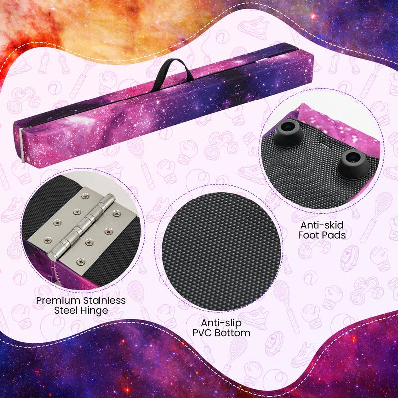 Gymax 9 FT Folding Balance Beam w/ Solid Wood Base & Anti-slip Bottom