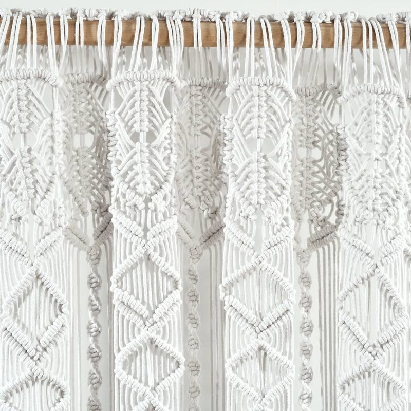 Lush Decor Boho Macrame Textured Cotton Window Curtain/Room Divider/Doorway/Wall Decor