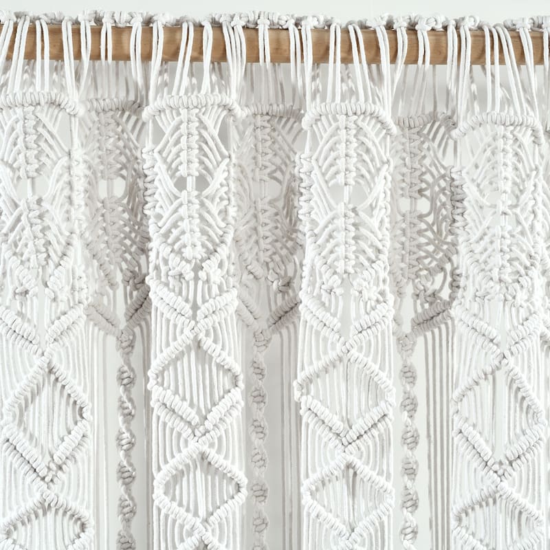 Lush Decor Boho Macrame Textured Cotton Window Curtain/Room Divider/Doorway/Wall Decor
