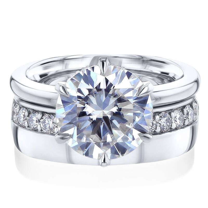 Kobelli 3.5 Carats Round Lab Grown Diamond Certified 14k Solid Gold Modern Dorado Bridal Set - White - 10