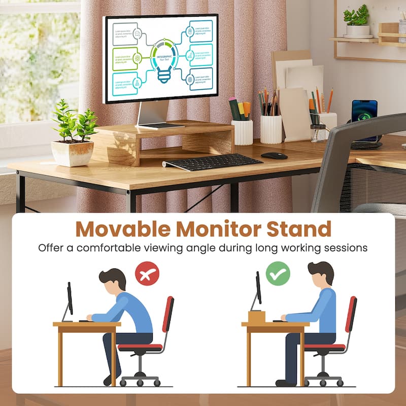 Gymax 95'' L-Shaped Reversible Computer Desk 2-Person Long Table