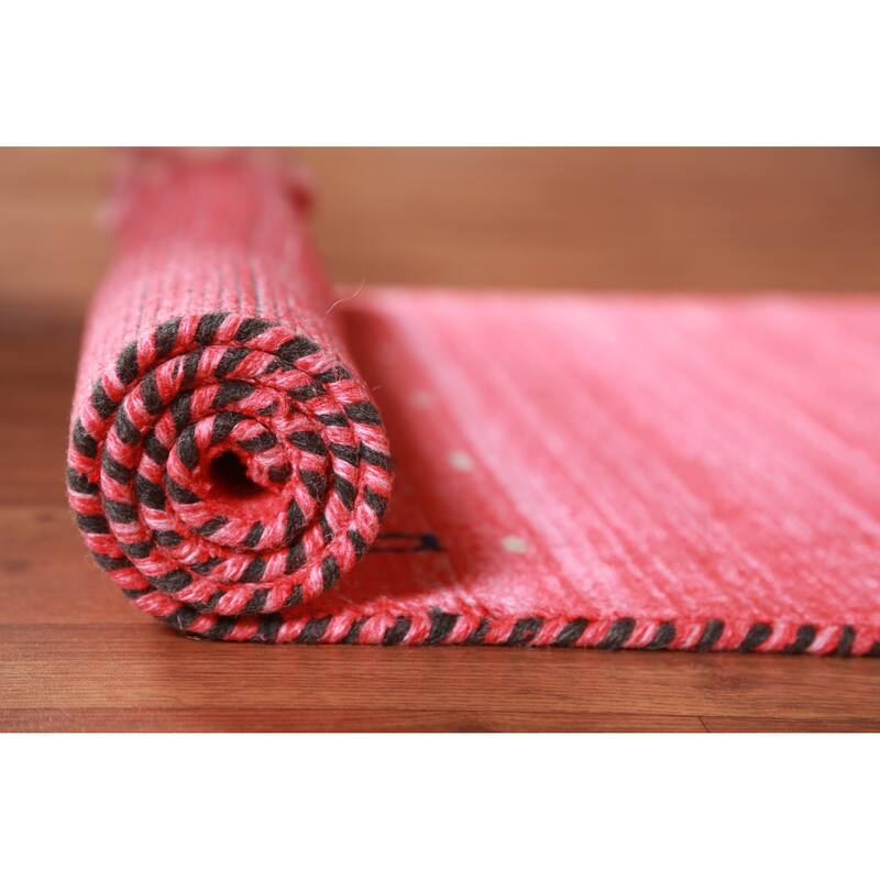 Hand Knotted Oriental 100% Wool Carpet Tribal Stripe Red Gabbeh Runner Rug - 10' 0'' X 2' 6''