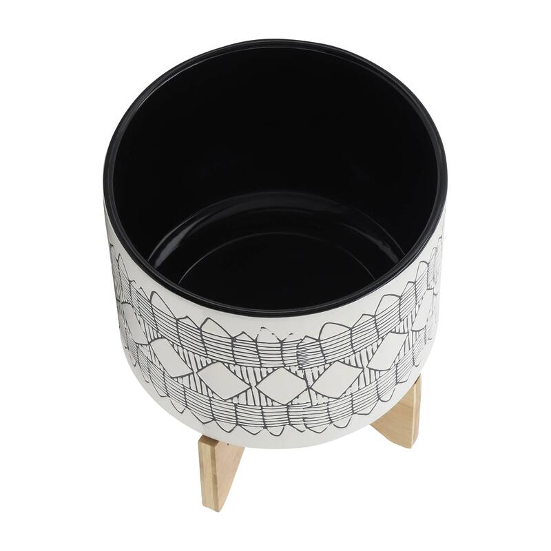 Sagebrook Home Abstract Ceramic Planter on Stand Indoor/Outdoor