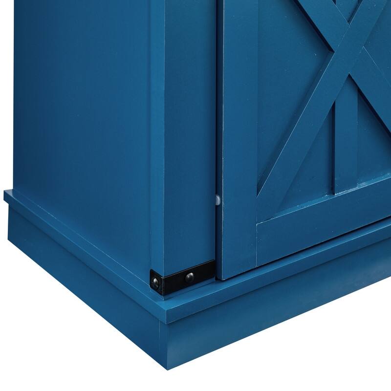 37 in. Barn Door Buffet Bar Cabinet with Wine Rack