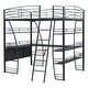 preview thumbnail 13 of 16, Full Size Metal Loft Bed with 4 Shelves and L-Shaped Desk, USB Ports