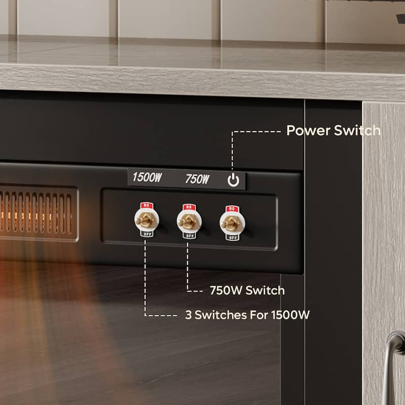 Bestier 63" Fireplace TV Stand for TVs, Farmhouse Barn Door Entertainment Center with Electric Heater, Adjustable Shelves