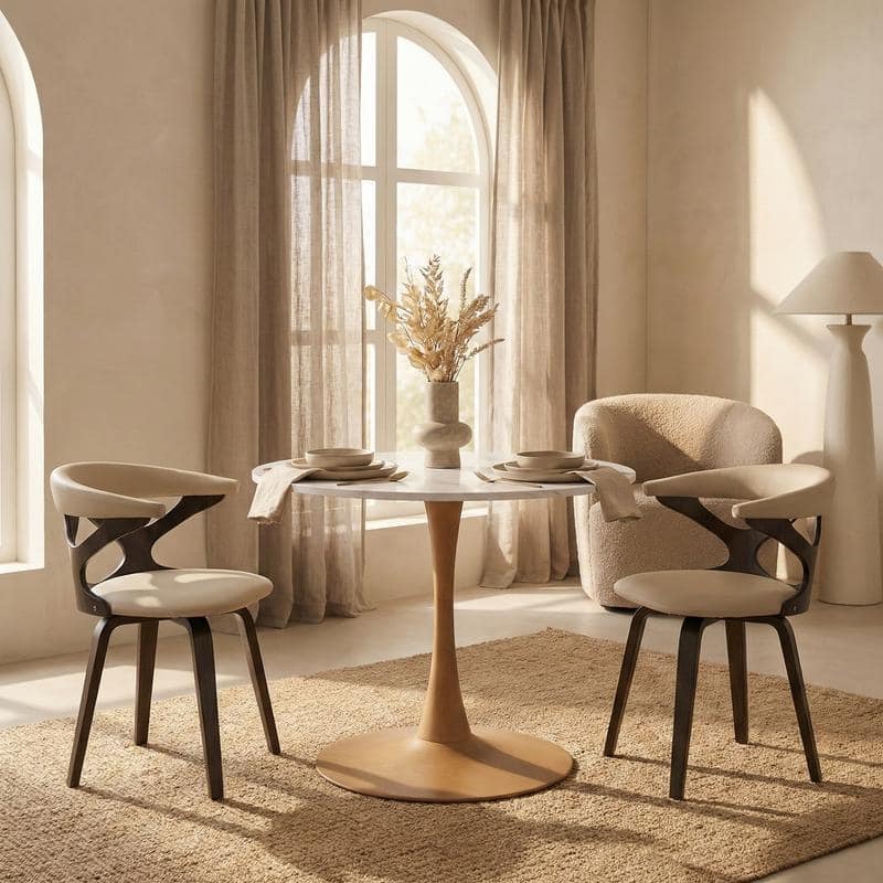 Bristol Modern 31" Round Sintered Stone Dining Table with Pedestal Base - Minimalist Scratch-Resistant Kitchen Table