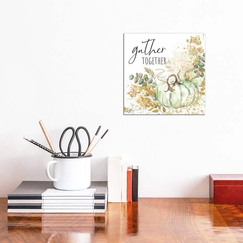 iCanvas "Ghost Pumpkin Harvest Sentiment II" by Tre Sorelle Studios Canvas Print - 12x12x0.75