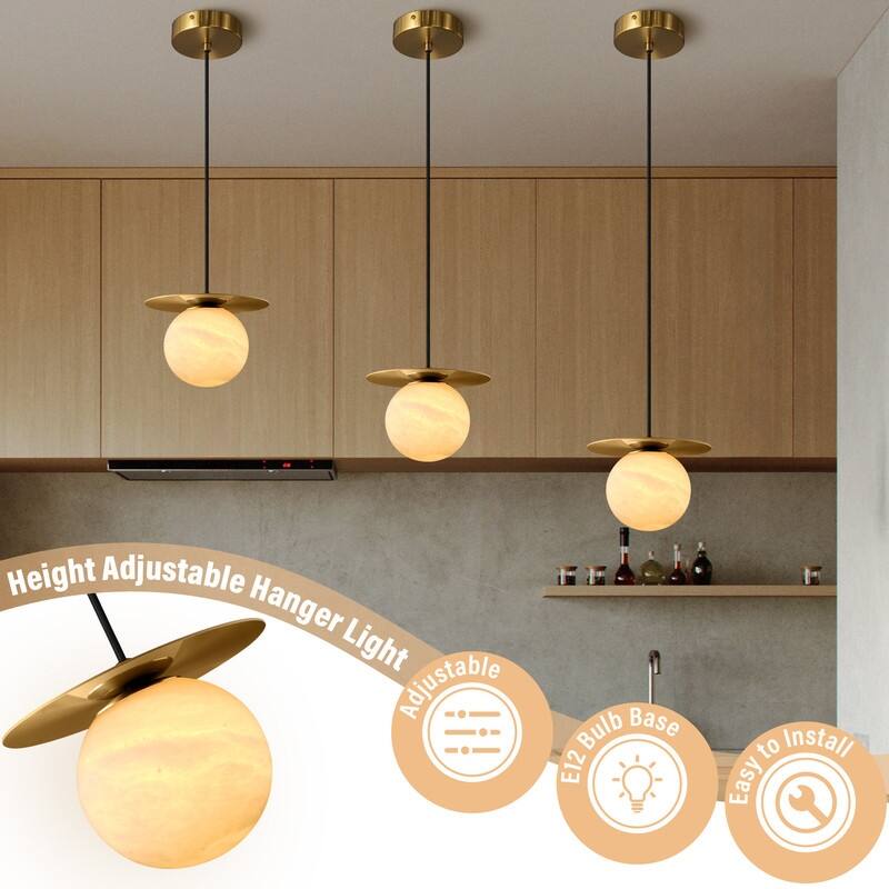 KAYLA Alabaster Pendant Light - Nordic Modern Brass Hanging Lamp