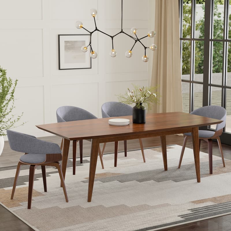 Simpli Home Draper 84x40" Dining Table in Walnut Veneer - 84 inches wide - Walnut Veneer