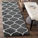 SAFAVIEH Hudson Shag Ogee Trellis 2-inch Thick Area Rug - 2'3" x 10' Runner - Dark Grey/Ivory