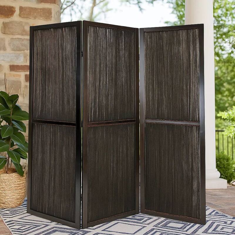 Yetta 72 x 72 Indoor Outdoor Folding Screen Room Divider, Handmade, Brown