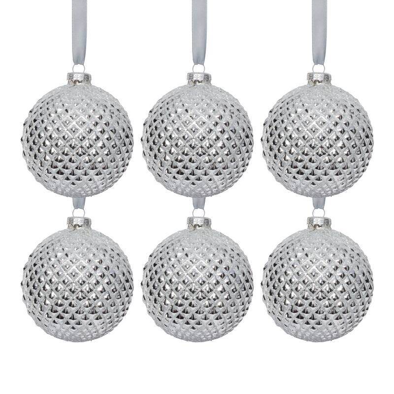Metallic Matte Glass Ball Christmas Ornaments, Set of 6, 4"
