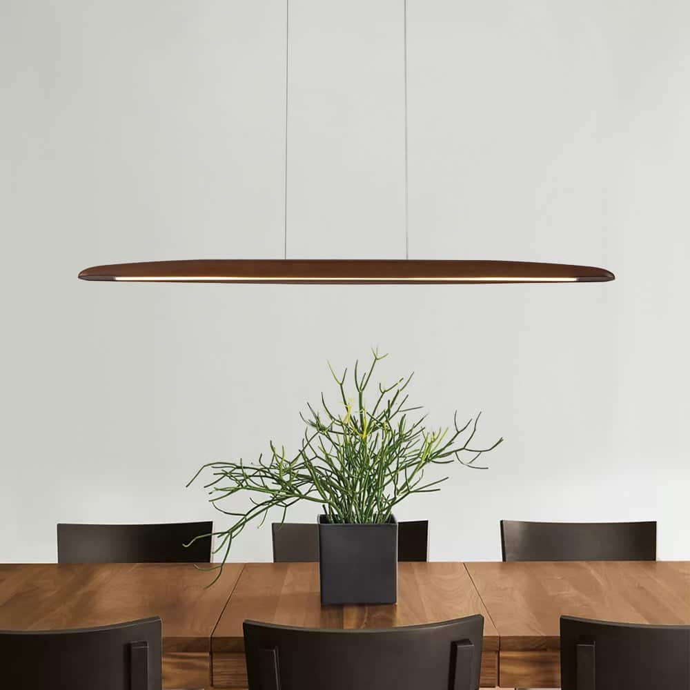 Modern Dimmable LED 24in Wood Linear Island Chandelier - 24.4in